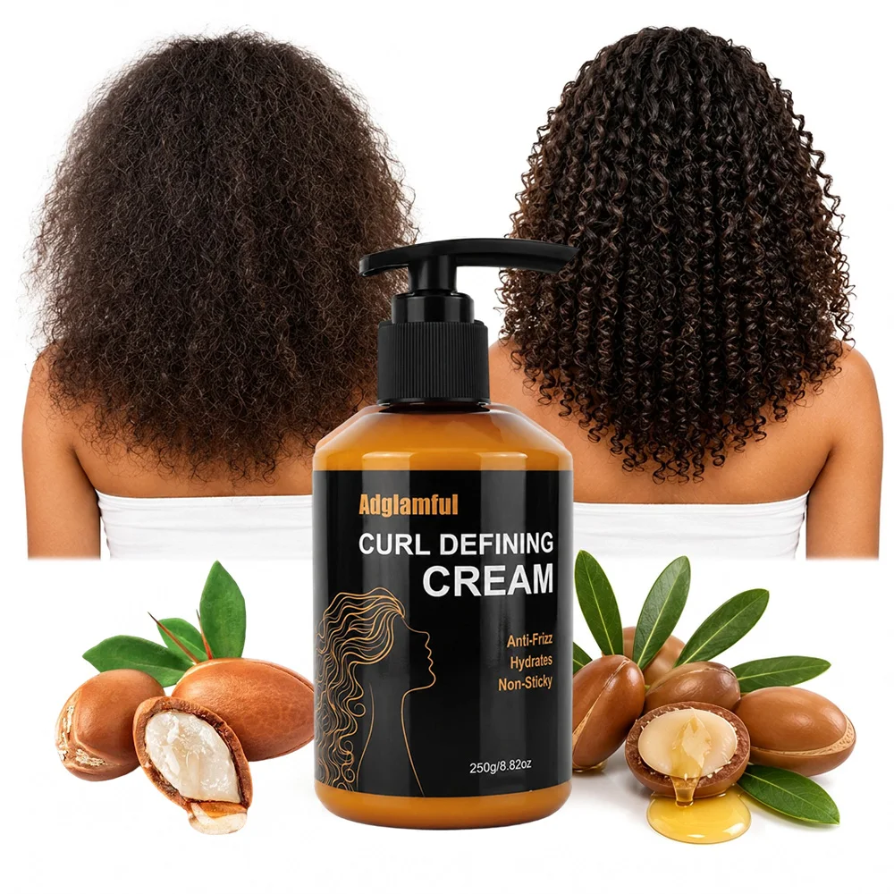 【Adglamful Curl Cream】24-Hour Curls Are Here! No-Rinse + 3-Minute Styling, Deeply Moisturizes Dry Hair, Lightweight, No Residue, Non-Greasy, Perfect for Those with Frizzy Hair, Glides Easily on the Comb and Doesn'T Stick to It