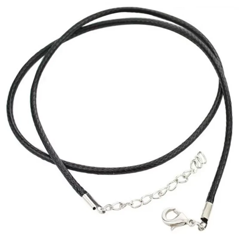 Wholesale 1.5mm Black Wax Leather Cord Necklace Rope Wax Rope Bracelet Chain Lobster Clasp DIY Jewelry Accessories Fast Ship New