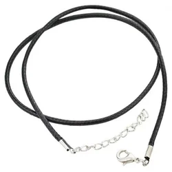 Wholesale 1.5mm Black Wax Leather Cord Necklace Rope Wax Rope Bracelet Chain Lobster Clasp DIY Jewelry Accessories Fast Ship New