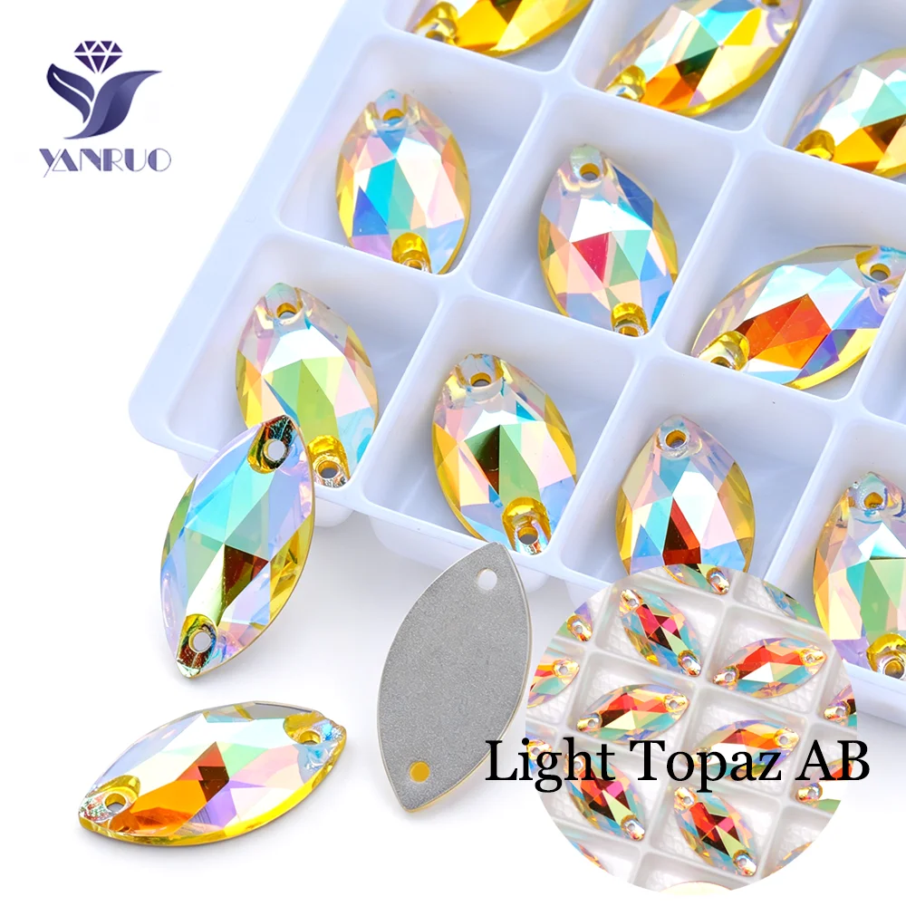 YANRUO 3223 Navette Flatback Charms Bastelzubehör DIY AB-Beschichtete Strasssteine Kristalle zum Aufnähen für Handarbeiten Applikationen Jacken – Detail 7