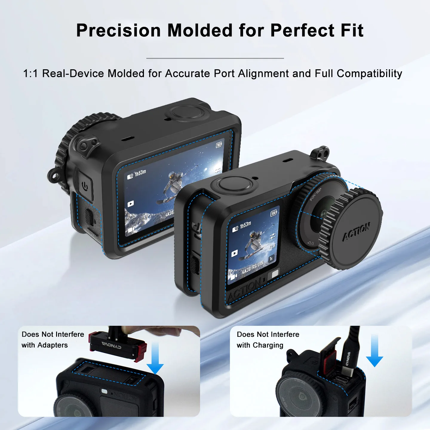 حافظة من السيليكون لـ DJI Osmo Action6، غطاء حماية مع غطاء عدسة، غطاء جلد ناعم، حافظة حماية مضادة للخدش لكاميرا Action6