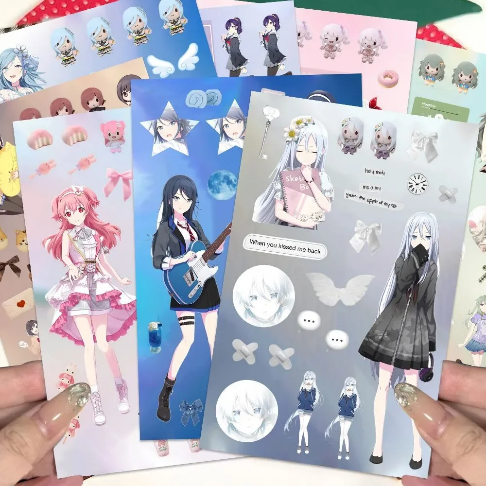 Hatsune Miku-Project DIVA-pegatina Hatsune Miku Kagamine Rin/Len Anime periférico diario Material pegatina 8 hojas nuevos regalos