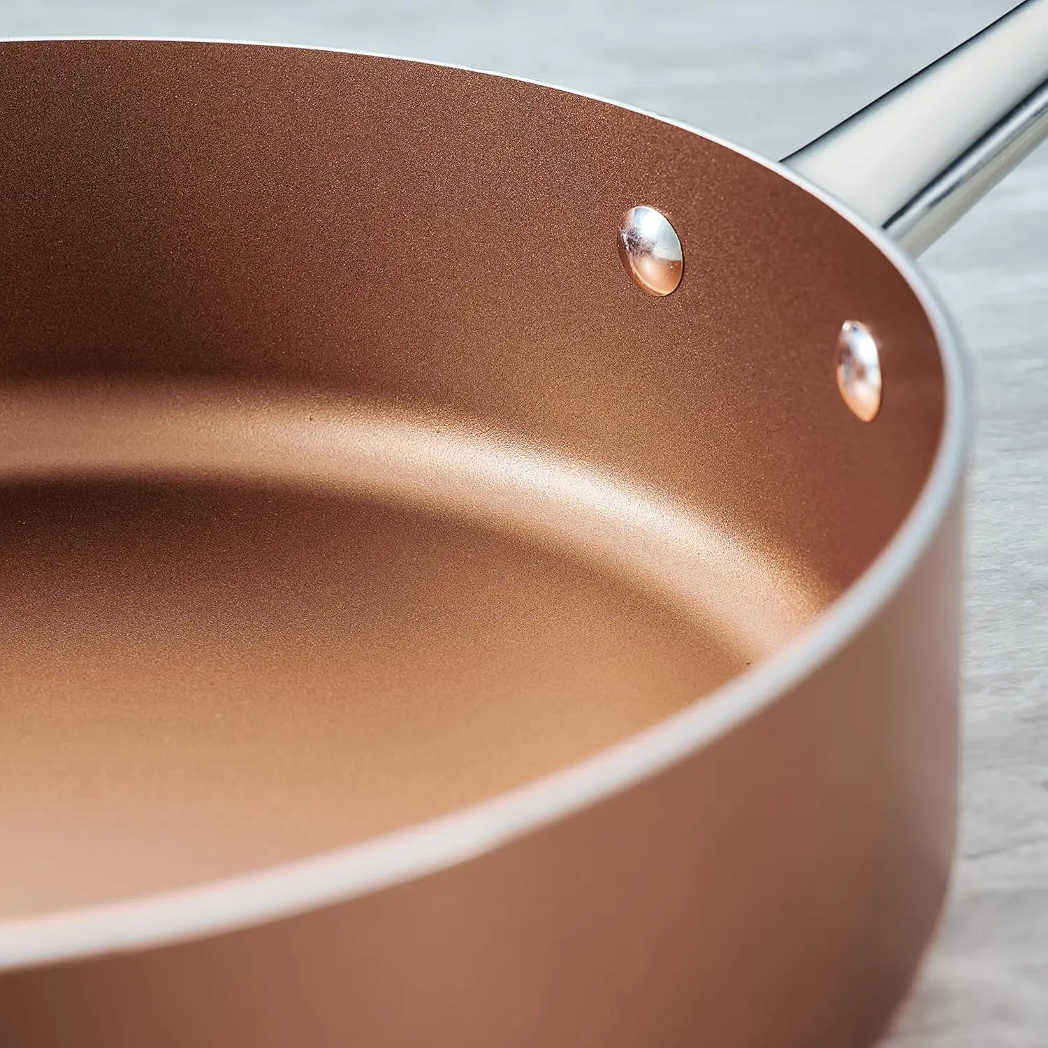 طقم أواني طهي غير لاصقة مكون من 11 قطعة مع أغطية زجاجية، طقم أواني ومقالي من الألومنيوم غير لاصقة مقاس كبير (نحاس معدني)