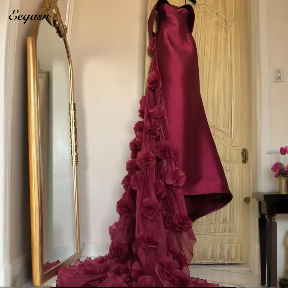 

Elegant Prom Dresses 2026 Luxury Evening Dress Woman Customized Burgundy Flowers Ball Gowns Long Bespoke Occasion Gown