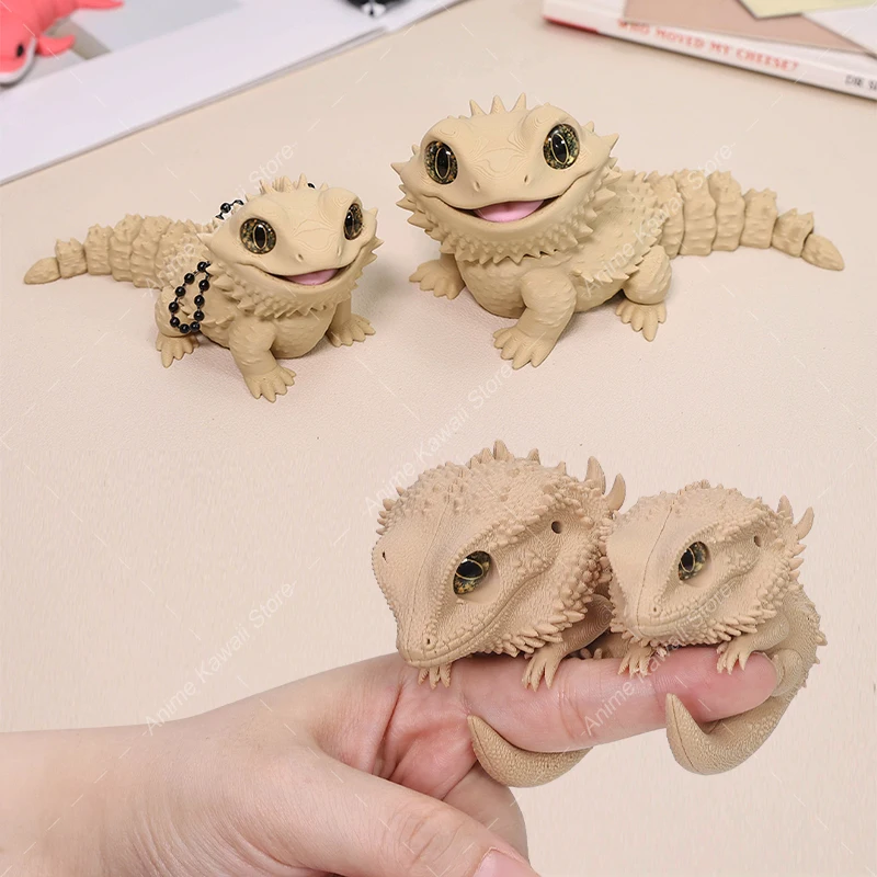 3D-Gedruckte Bartagamen-Figuren mit Mehrfach-Gelenken und Beweglichen Augen für Wohnzimmer-Accessoires, Kindergeschenk, Schreibtisch-Dekoration