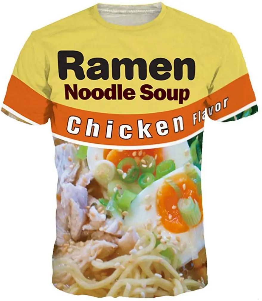 Men\'s 3D T Shirts Personalized Food Noodles Cheetos Chicken Takis Tops Street Casual Oversized T-Shirts Pullover