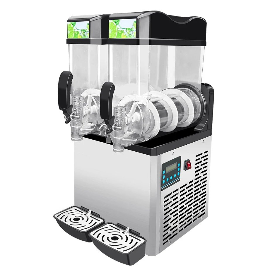 

Slushie Machine Frozen Drink 2 Tanks 15L Commercial Slushy Maker Smoothie Ice Making Machine Slush Machine For Beverages