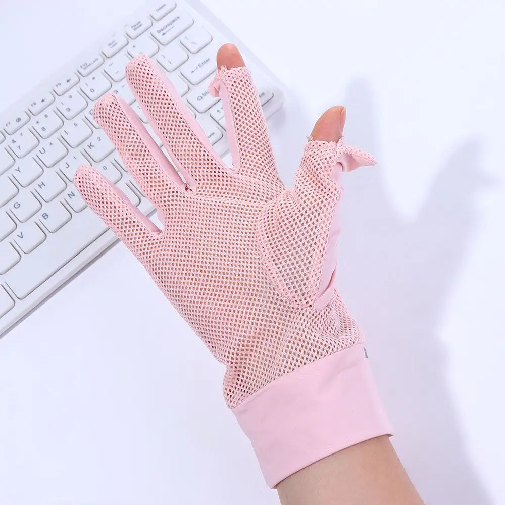 Elastic Fashion Breathable Mesh Ice Silk Anti-UV Touch Screen Driving Gloves Mittens Sunscreen  Gloves