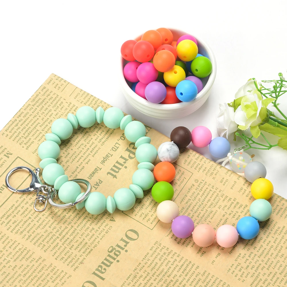 LOFCA 50Pcs/Lot Silicone Bead 9/12/15MM Used In Jewelry Making Necklace Bracelets Keychain Jewelry Accessories
