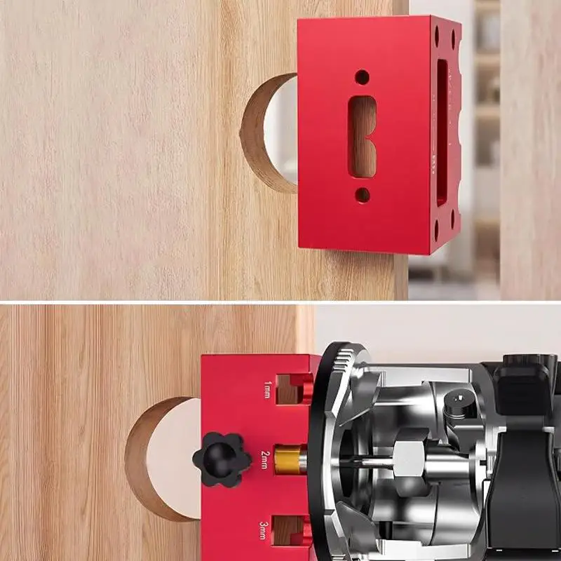Door-Latch Mortise Tool For Router Wood Door Slotting Jig Aluminum Alloy Door-Latch Plate Template Kit For Carpentry Projects