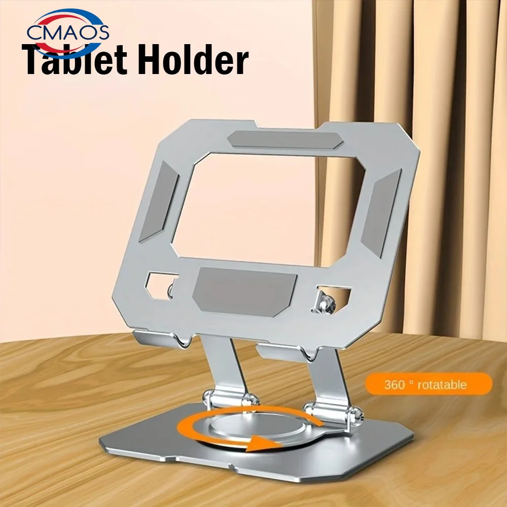 360 Rotatable Metal Tablet Stand Adjustable Foldable Desktop Holder Compatible for 4.7-12 Inch Ipad Pro Air Mini Laptop