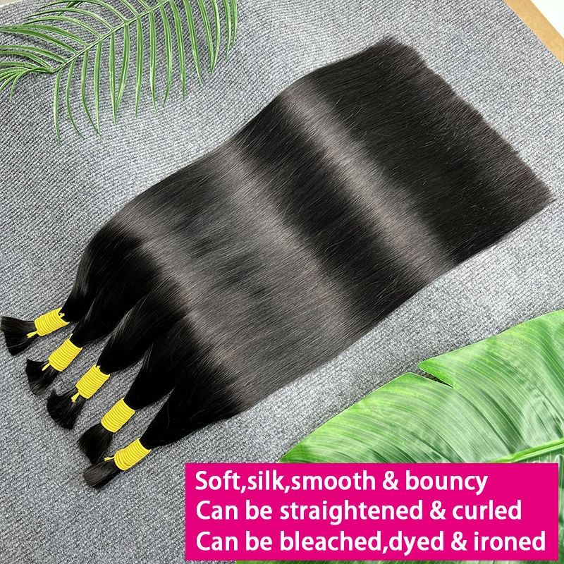 

Двойные нарисованные прямые объемные волосы для плетения без утка 100% необработанные необработанные натуральные человеческие волосы натуральный черный цвет # 1B