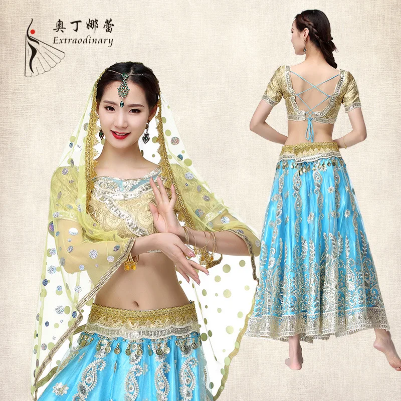 Bollywood Belly Dance Costume Sari Indian Dress Clothes Festival Outfit Women 2023 Performance Clothing Top Skirt Sets Luxury