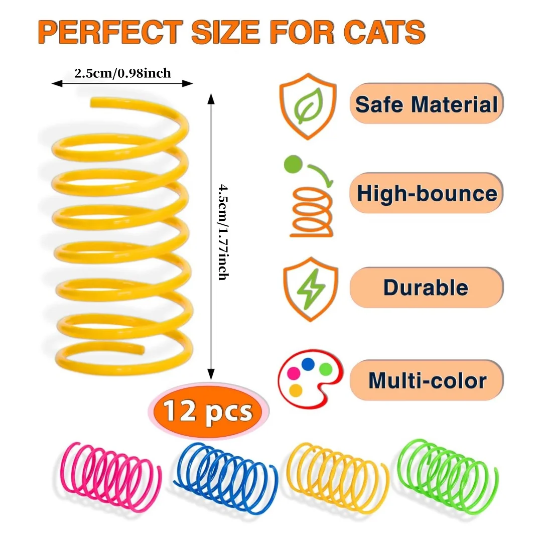 Katzen-Federspielzeug (24-teiliges Set), Plastik-Spiralfedern für Katzenspielzeug, geeignet zum Klopfen, Beißen, Jagen und für aktives, gesundes Spielen – Detail 2