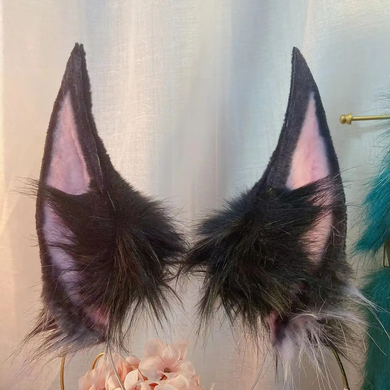 Custom Game Party Ear Prop Cosplay Earring KC Beast Tail Wolf Cat Fox Hair Hoop Hair Clip Hair Ornament Green