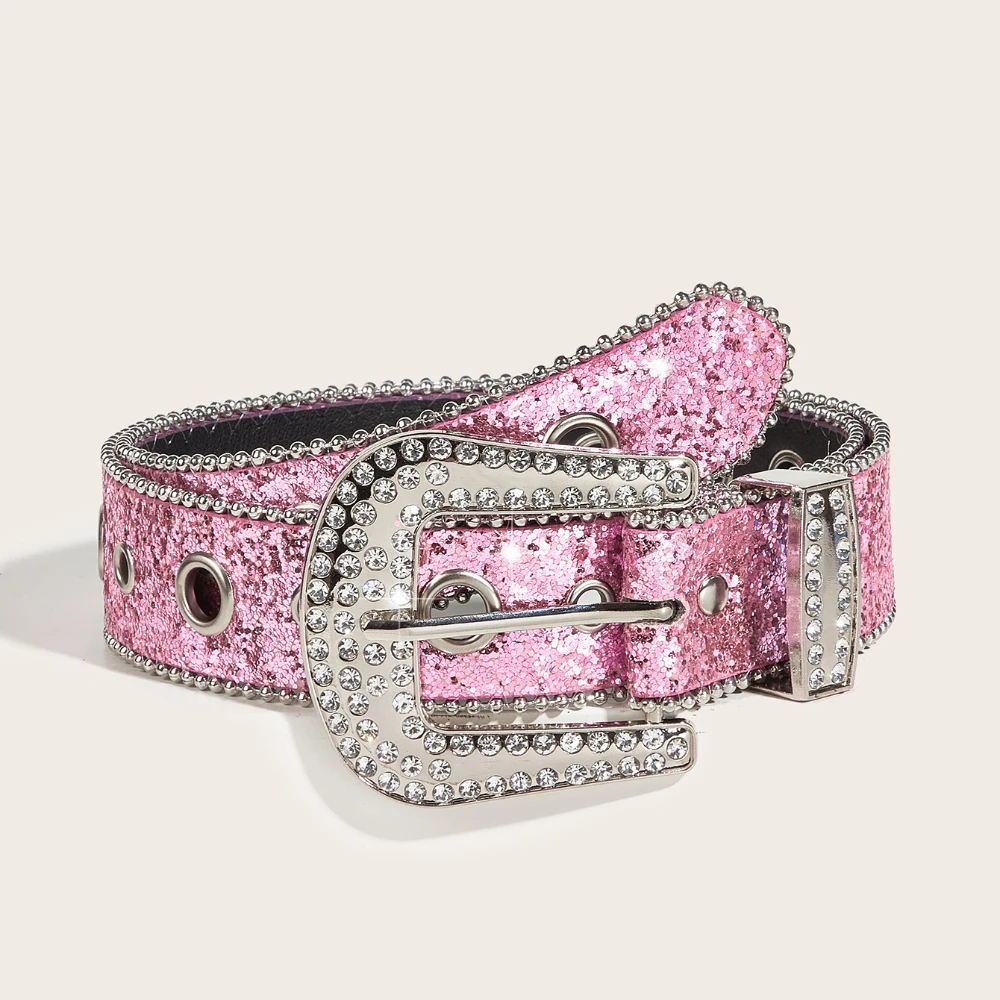 VTG B-Low The Belt Pink Leather Rhinestone Buckle Belt Y2K Boho Western Sz 32 Western Leather Belt Bling Rhinestone Cowboy Cowgirl Y2K  main image 3