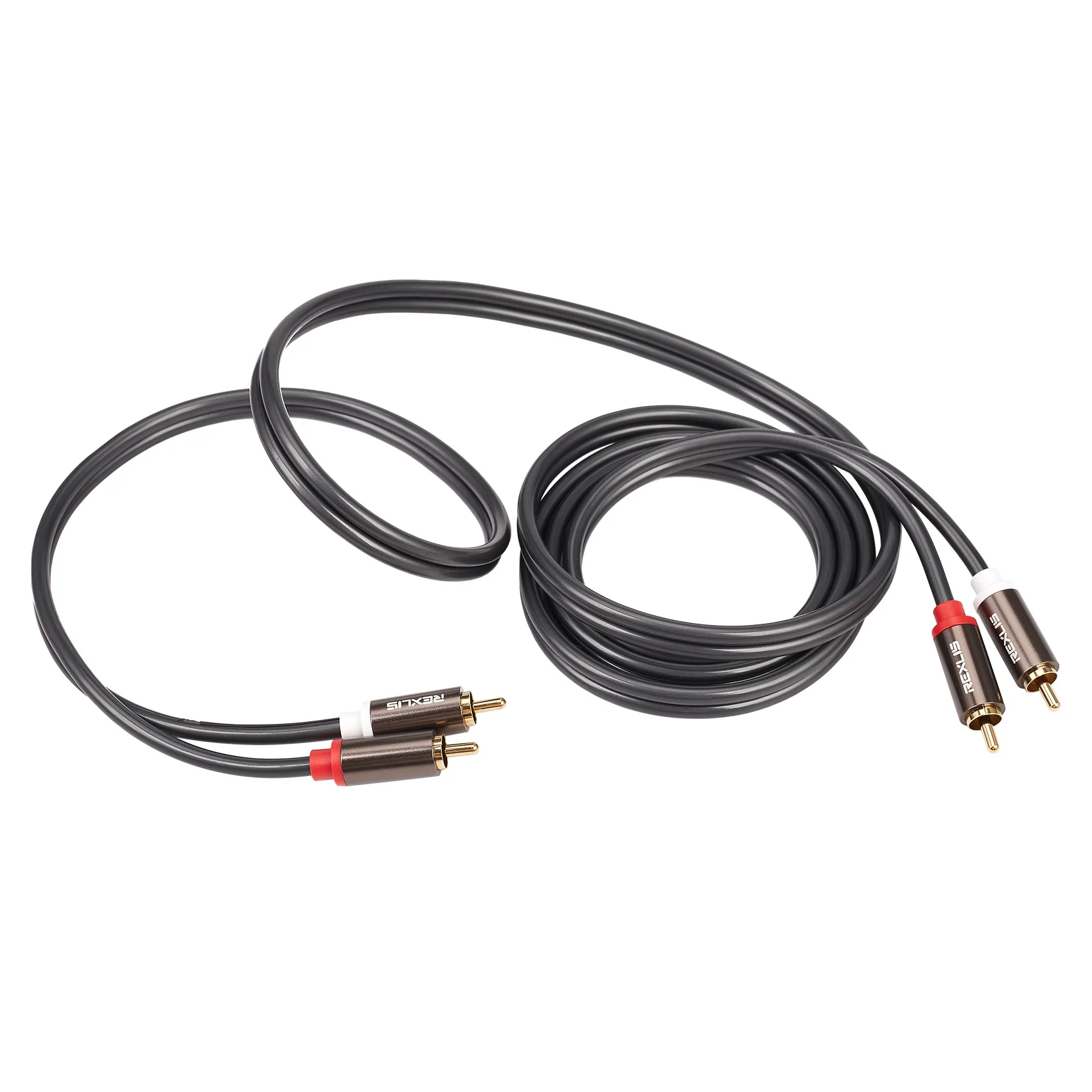 Rexlis 2 Rca to 2 Rca Male to Male Hifi Audio Cable Ofc Av Speaker Wire for Tv Dvd Amplifier Subwoofer Soundbar 1.8M