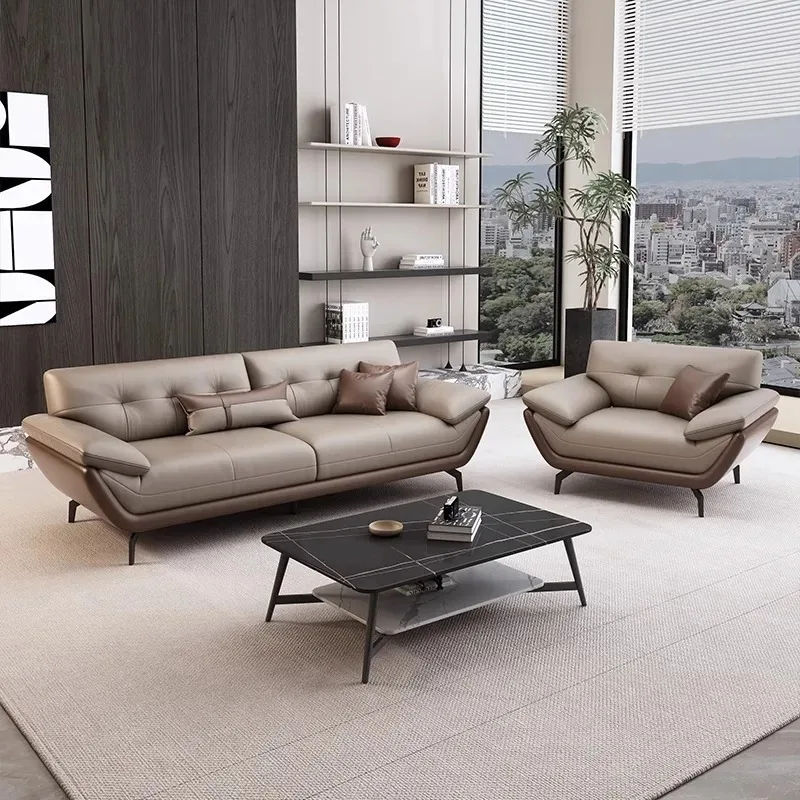 Customizable Multi Colors Top Grain Leather Sofa Office Business Meeting Reception Waiting Area Modern Leather Office Sofa Set