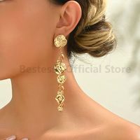 Vintage Gold Silver Color Metal Tassel Long Earrings Elegant Fashion Statement Jewelry Party Prom Luxury Trendy Accessories