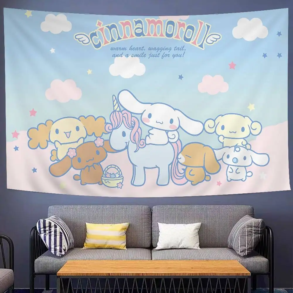 CUTE C-Cinnamoroll CARTOON Cartoon Tapestry Art Science Fiction Room Home Decor Wall Hanging Sheets