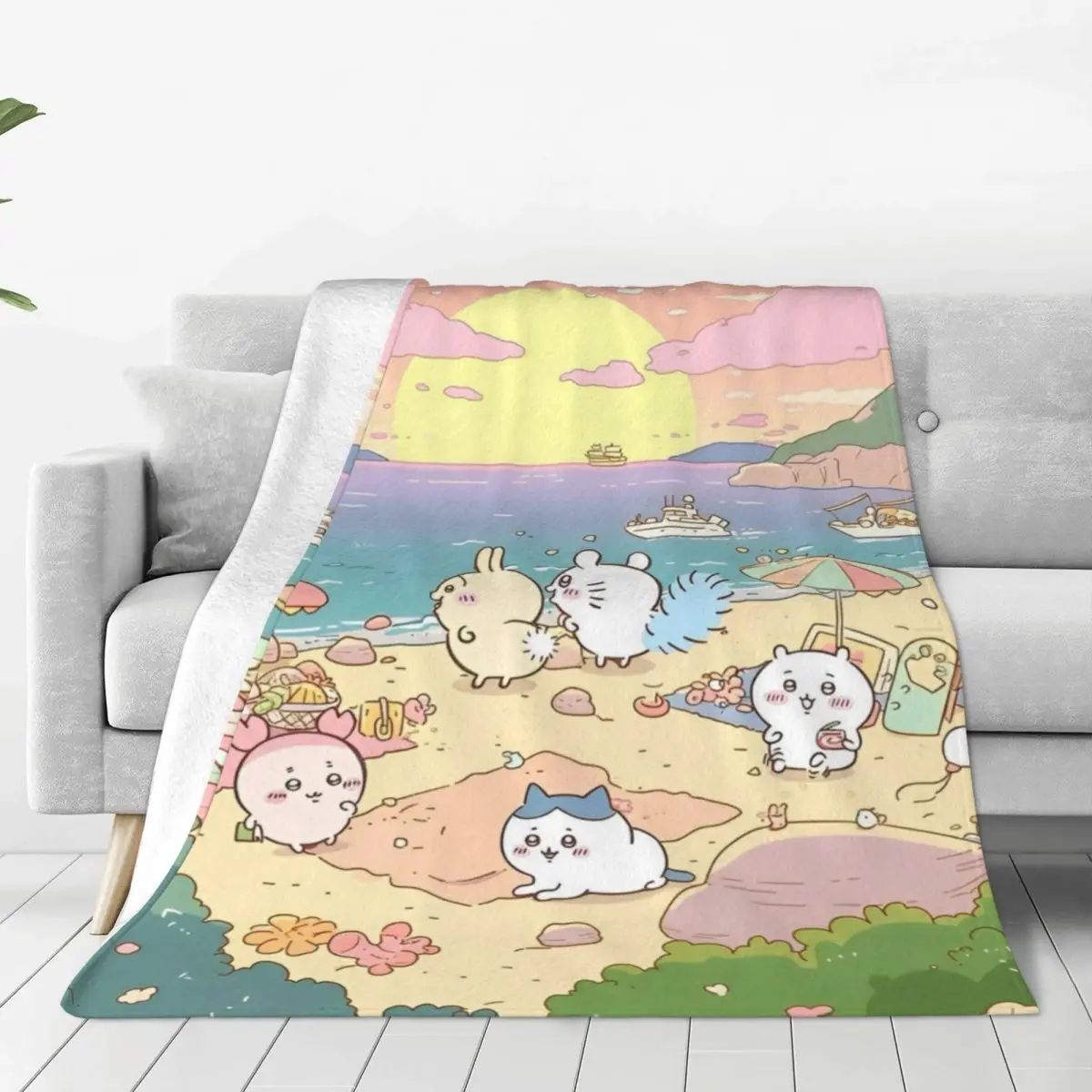 Chiikawa Play Blanket Camping Flannel Throw Blanket For Outdoor Soft Design Quality Bedspread Birthday Present