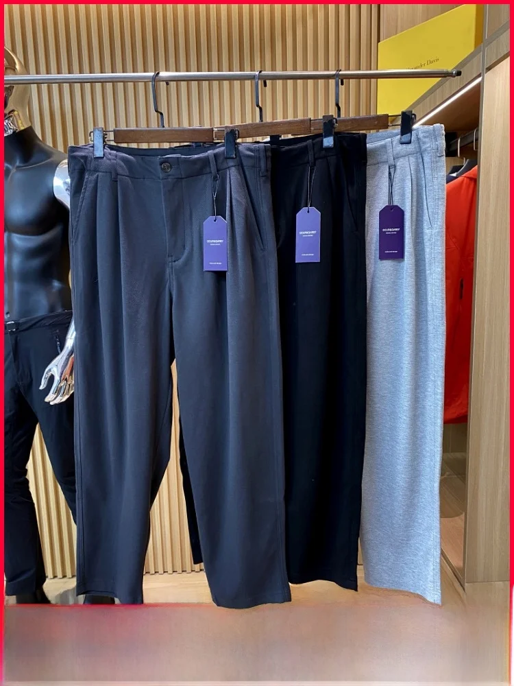 Ele Casual Pants for Men High-Defn Twill Fabric Anti-Wrinkle Drapey Summer Faion Slim Fit Straight Leg Sweatpants