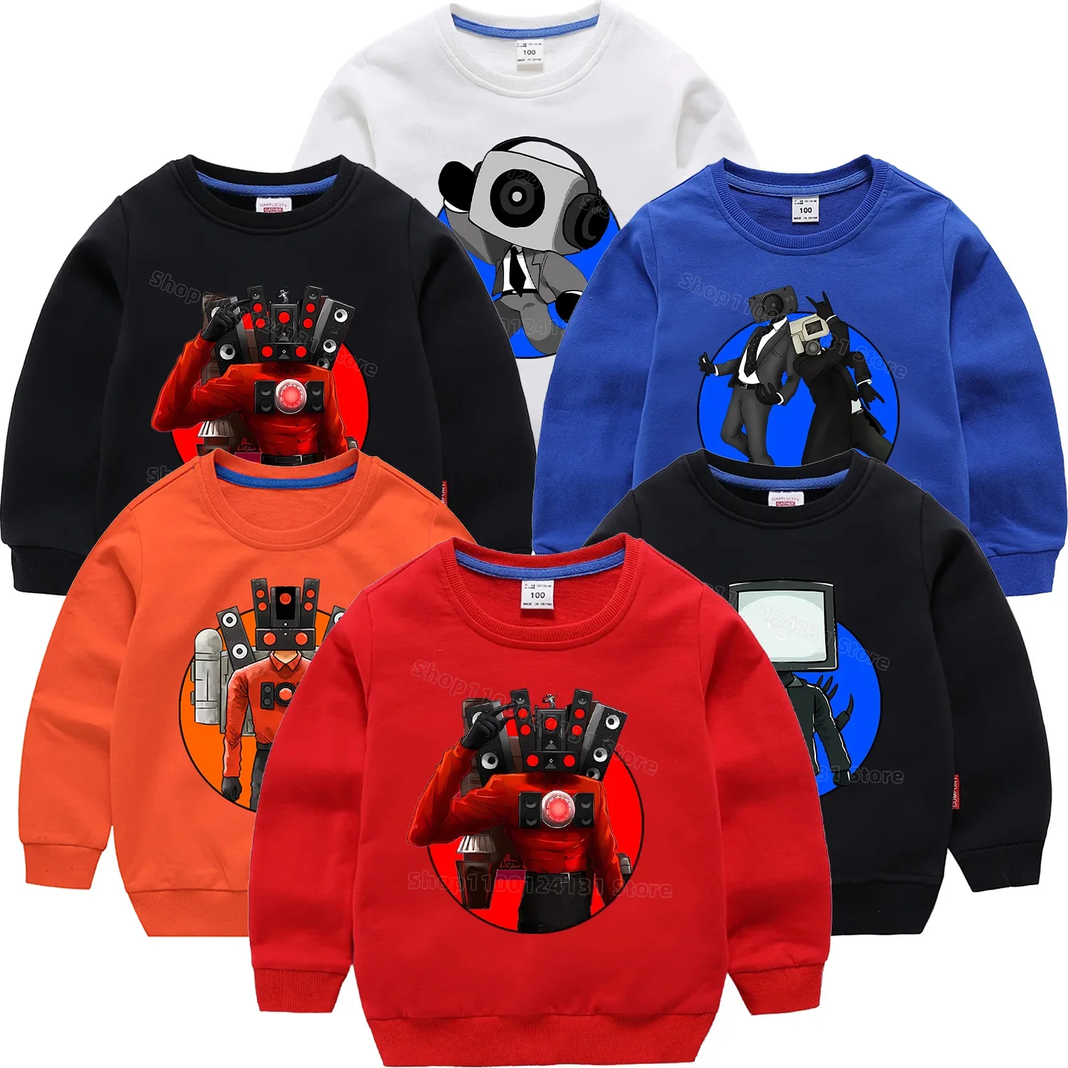 TV Man From Skibidi Toilet Jumpers for Children Anime Cotton Sweatshirt Thin Tops Clothing for Boys Girls Trendy Baby Clothes