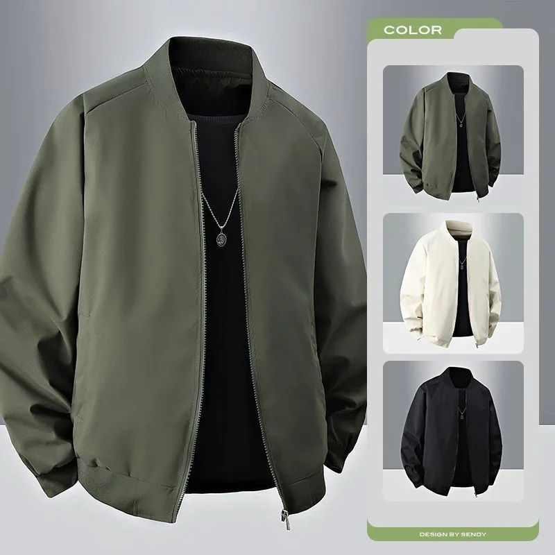 Outdoor Casual Men's Jacket Loose Fit Stand Collar Windproof Water-resistant Spring Autumn Wear Resistant Dirt-resistant Coat