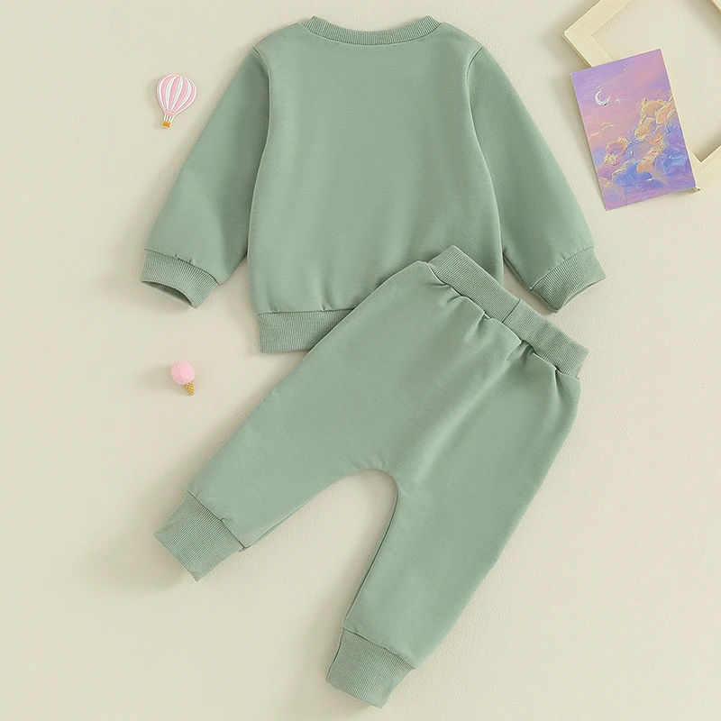 Tenues assorties pour bébé fille, vêtements décontractés, col rond, pull à manches longues, poches, pantalon, sweat-shirt, survêtement élastique