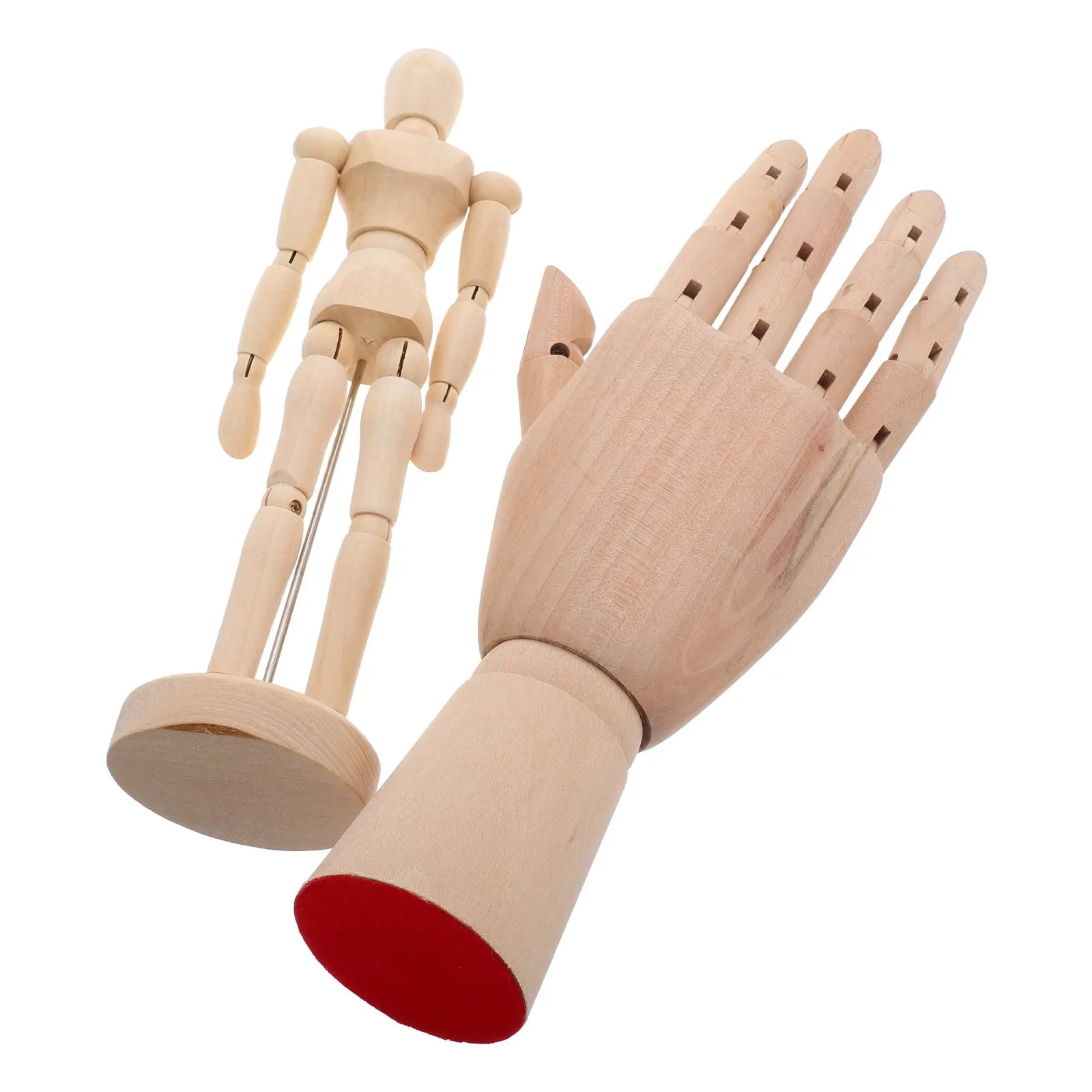 2Pcs Wooden Drawing Figure Models 8Inch and 10Inch Articulated Artist Mannequin with Flexible Right Hand for Sketching Painting