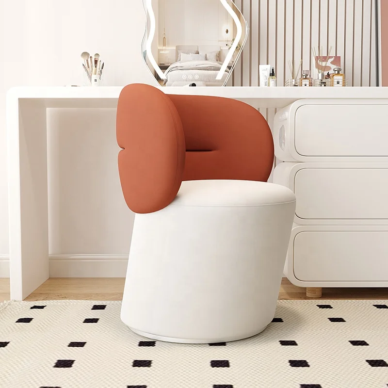 */ Designer Cream Style Rotatable Sofa Stool For Living Room Makeup Dressing & Beauty Salon Nail Shop