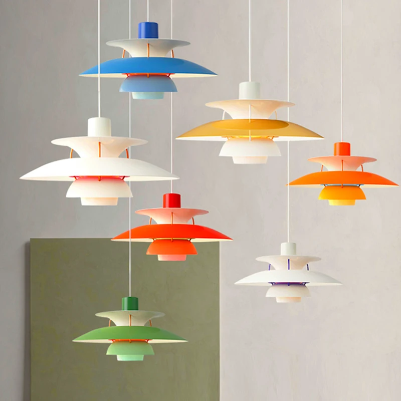 

Danish Creative Pendant Light Umbrella LED Hanging Lamp PH 5 Color for Living Kitchen Loui Lustre Paulsen UFO Droplight