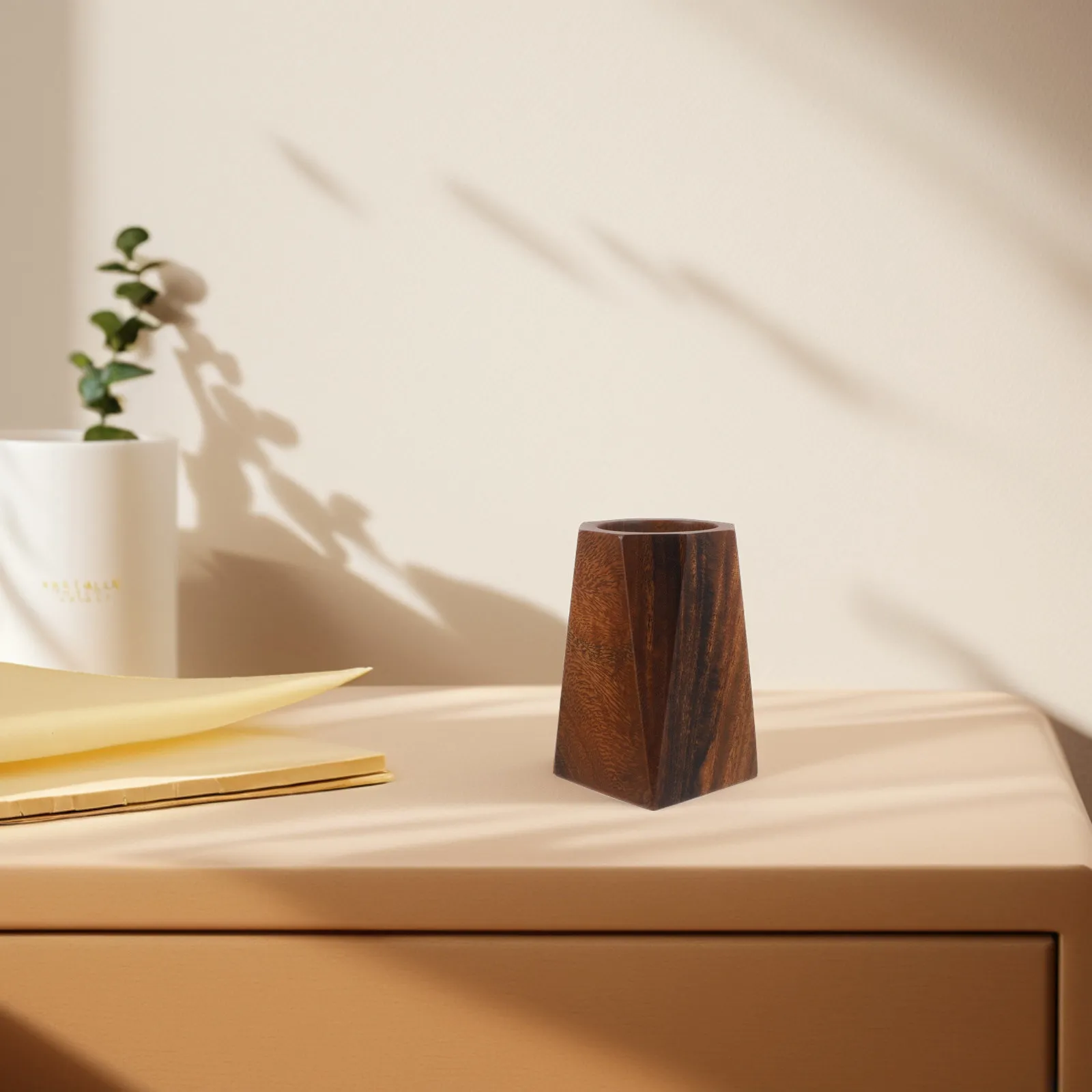 

Wooden Pen Holder Octagonal Black Walnut Desk Organizer Pencil Cup Office Desktop Storage Decorative Stationery Holder