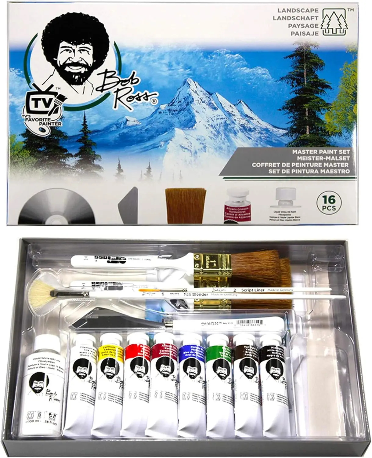 Master Paint Set Artist Bundle 6 Items with Travel Easel, Pre Stretched Painting Canvas, 8oz Natural Brush Cleaner, Clear Acryli