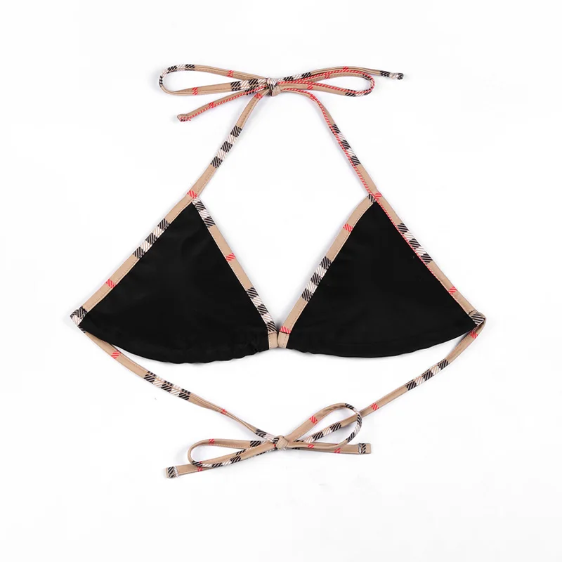 تحقق من مجموعات البكيني الفاخرة مصمم العلامة التجارية الكلاسيكية طباعة ملابس السباحة قطعتين موضة مثير ملابس الشاطئ 2024 الصيف النساء الملابس