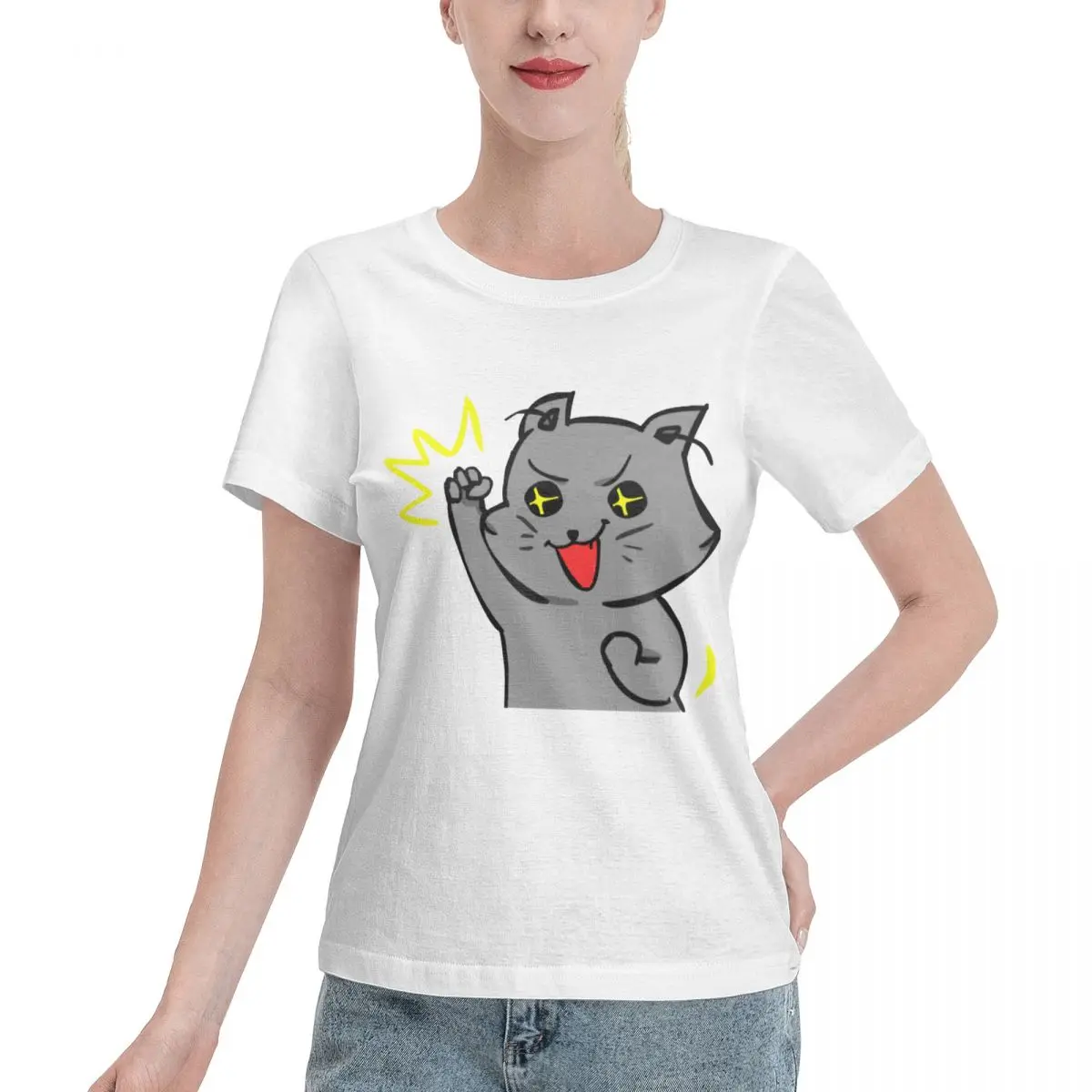 Power Cat Cat Throwing Dice Tabletop RPG Top quality Tshirt Top Quality Funny Novelty Travel Sexy Women's T-Shirt