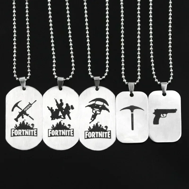 Fortnite Anime Necklace Stainless Steel Hang Tag Necklace Metal Crafts Fashion Pendant Accessories Dropshipping