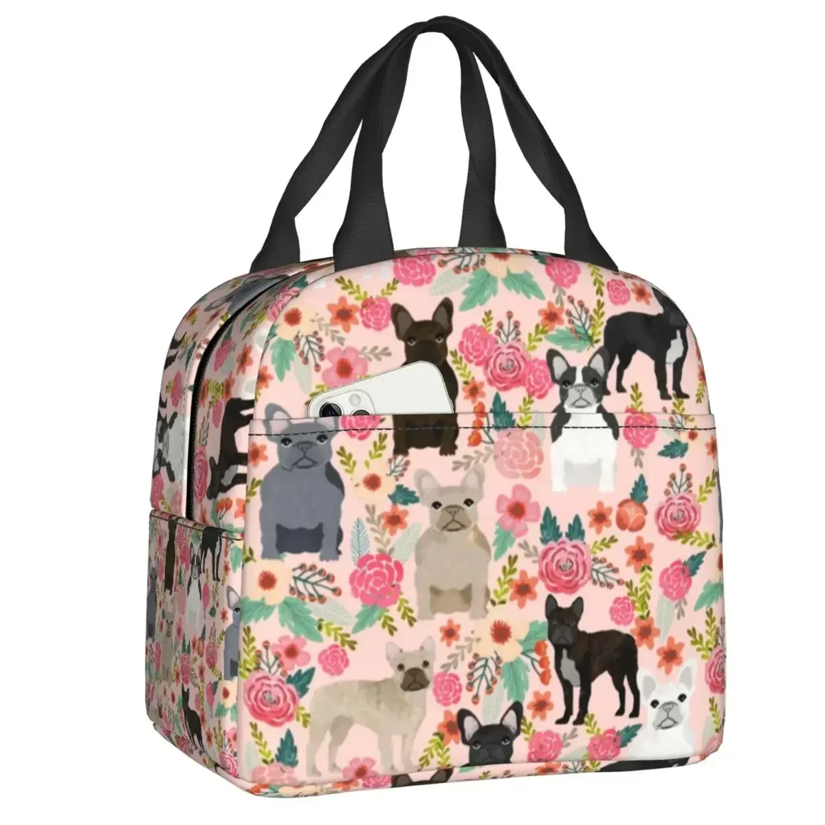 

Custom Pet Dog French Bulldog Lunch Bag Women Cooler Warm Insulated Lunch Box for Student School Thermal Bags lunchbag