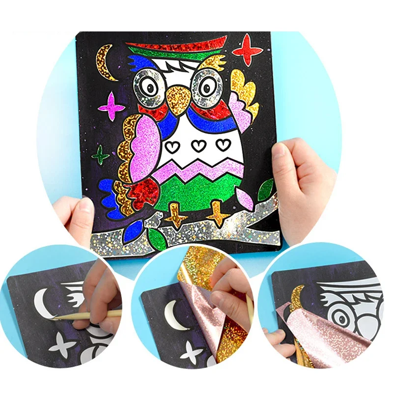 Magic Cartoon Painting Crafts Children's Crafts Toys DIY Children's Creative Educational Learning Painting Scissors Toys ArtGift