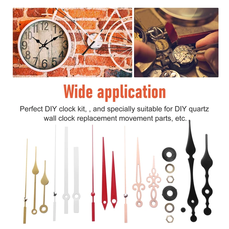 ●2Pcs Non-Ticking Quartz DIY Wall Clock Movement Mechanism Kit with 5 Different of Repair Parts Replacement-ABFB