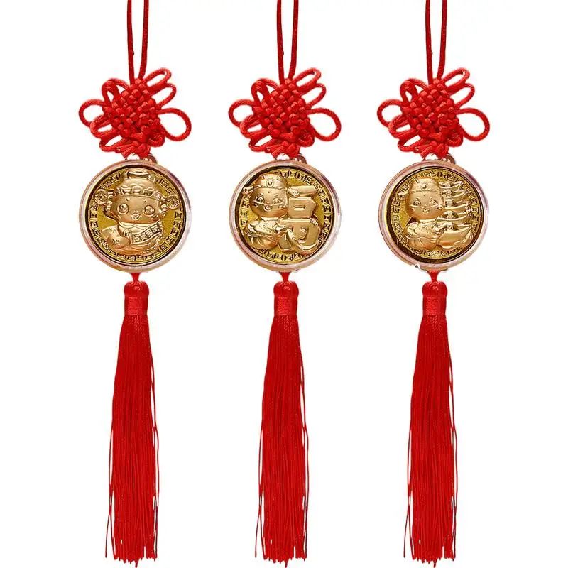 2025 Chinese New Year Of The Snake Commemorative Coin Gold Foil Lucky Pendant Car Hanging Ornament Collectibles Gifts