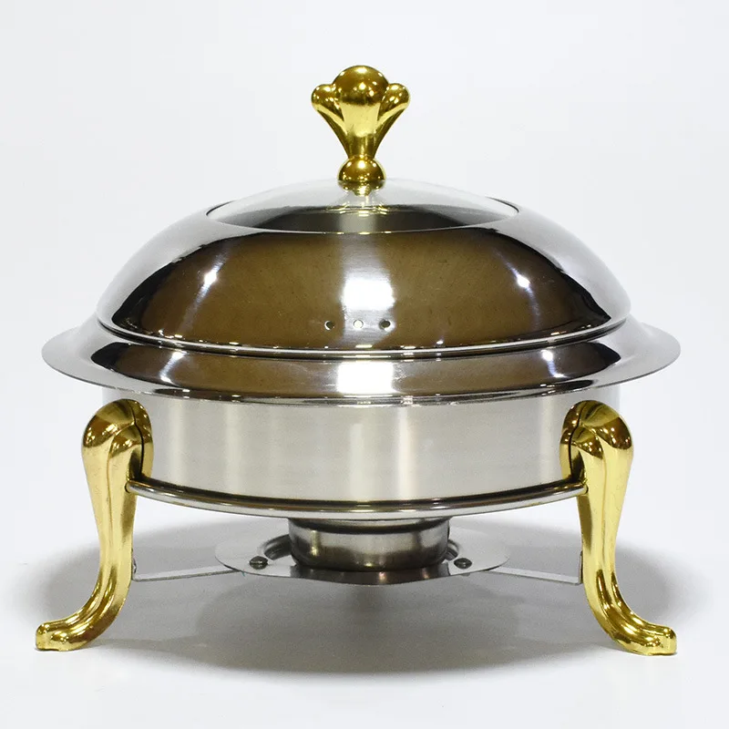 Stainless steel dining stove crown shaped food heating container restaurant ceramic liner alcohol stove western catering
