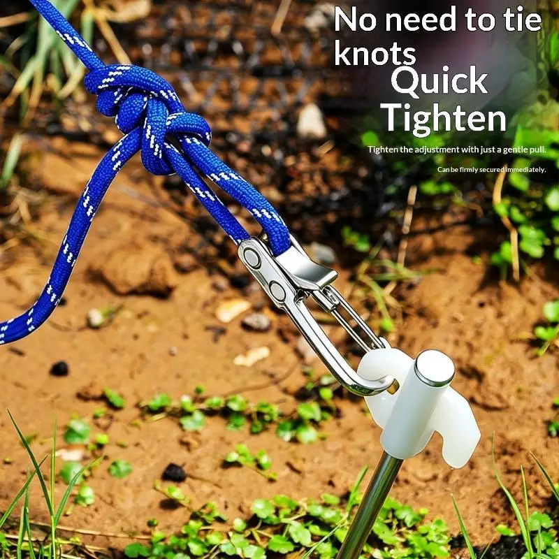 Rope Tying Tool And Tensioner With Roller Tensioner, Heavy-Duty Retractable Buckle With Accessory Rope, Suitable For Camping