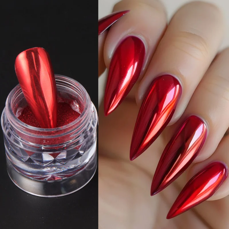 Chrom Rot Rosa Nagel Glitter Pulver Magischer Spiegel Metallic Reiben Pigment Flocken Staub Neujahr Valentinstag Nail art Dekor
