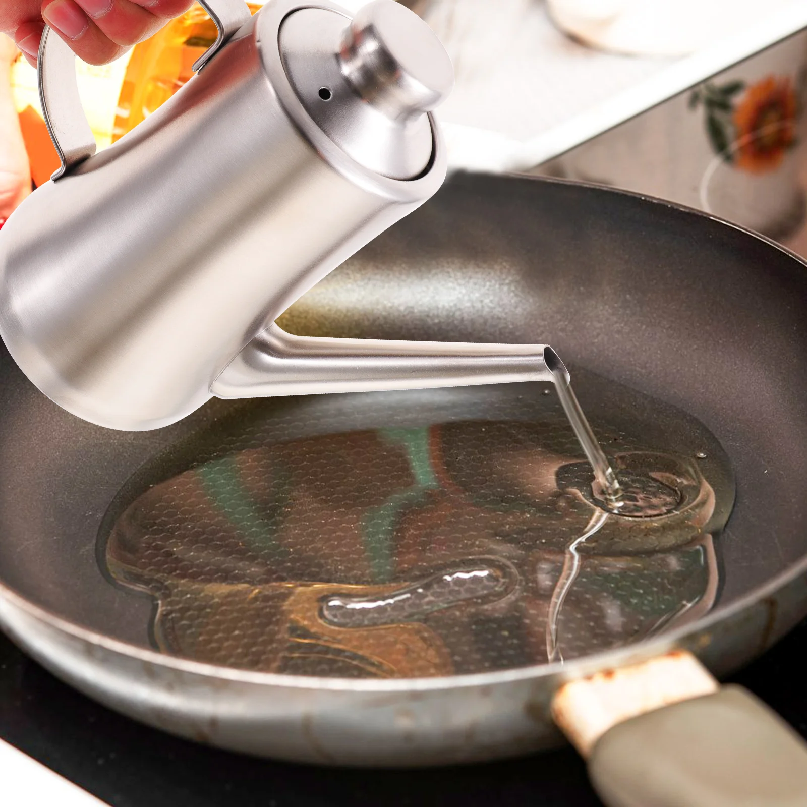 

Stainless Steel Pot 1PC Kitchen Grease Container Oil Vinegar Storage High Temp Resistant Food Grade Cooking
