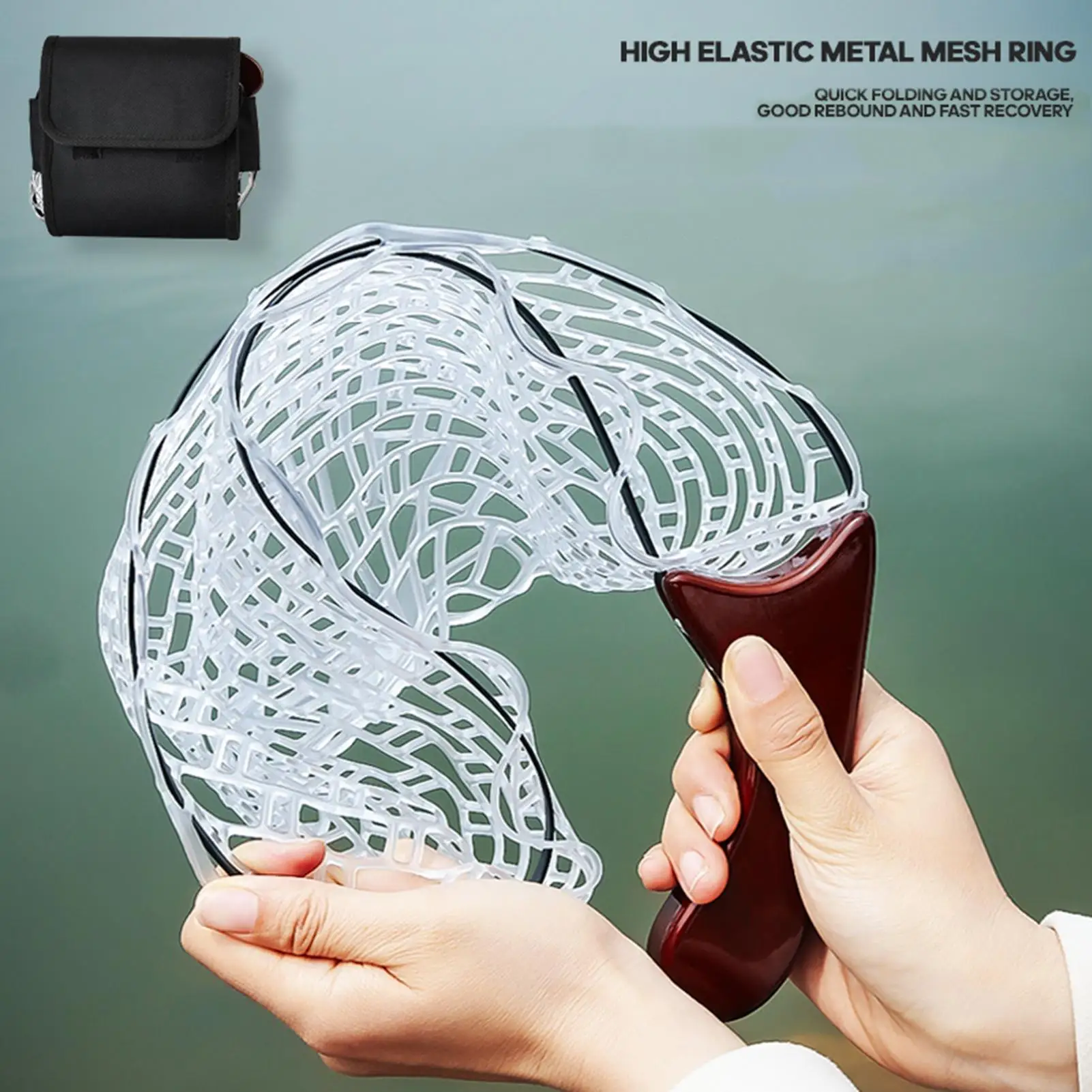 

Bass Fishing Net Compact Fish Net Foldable With Handle Live Caught Transportation Mesh With Anti-Slip Handle For Pools Beach
