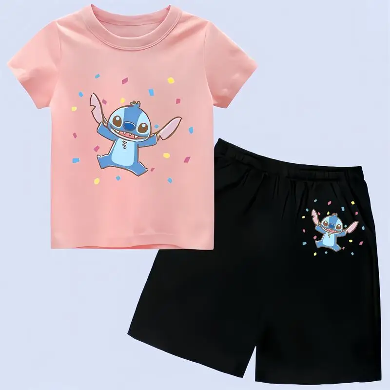 

"Stitch's World: Boys & Girls Cartoon-themed Shirt and Shorts"