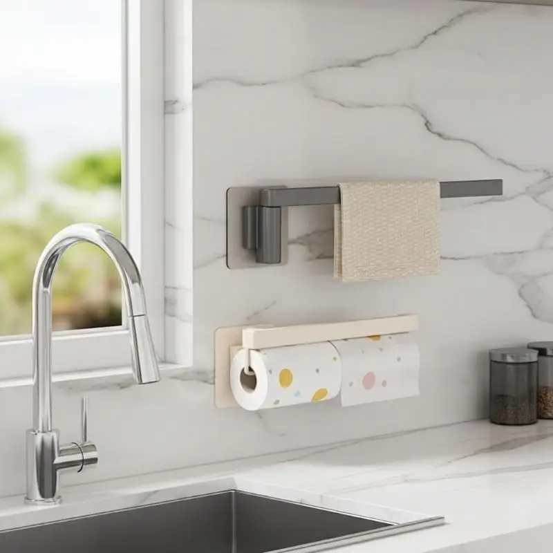 Rotating Wall-Mount Kitchen Cloth Organizer with Integrated Drainage Perfect for Compact Spaces