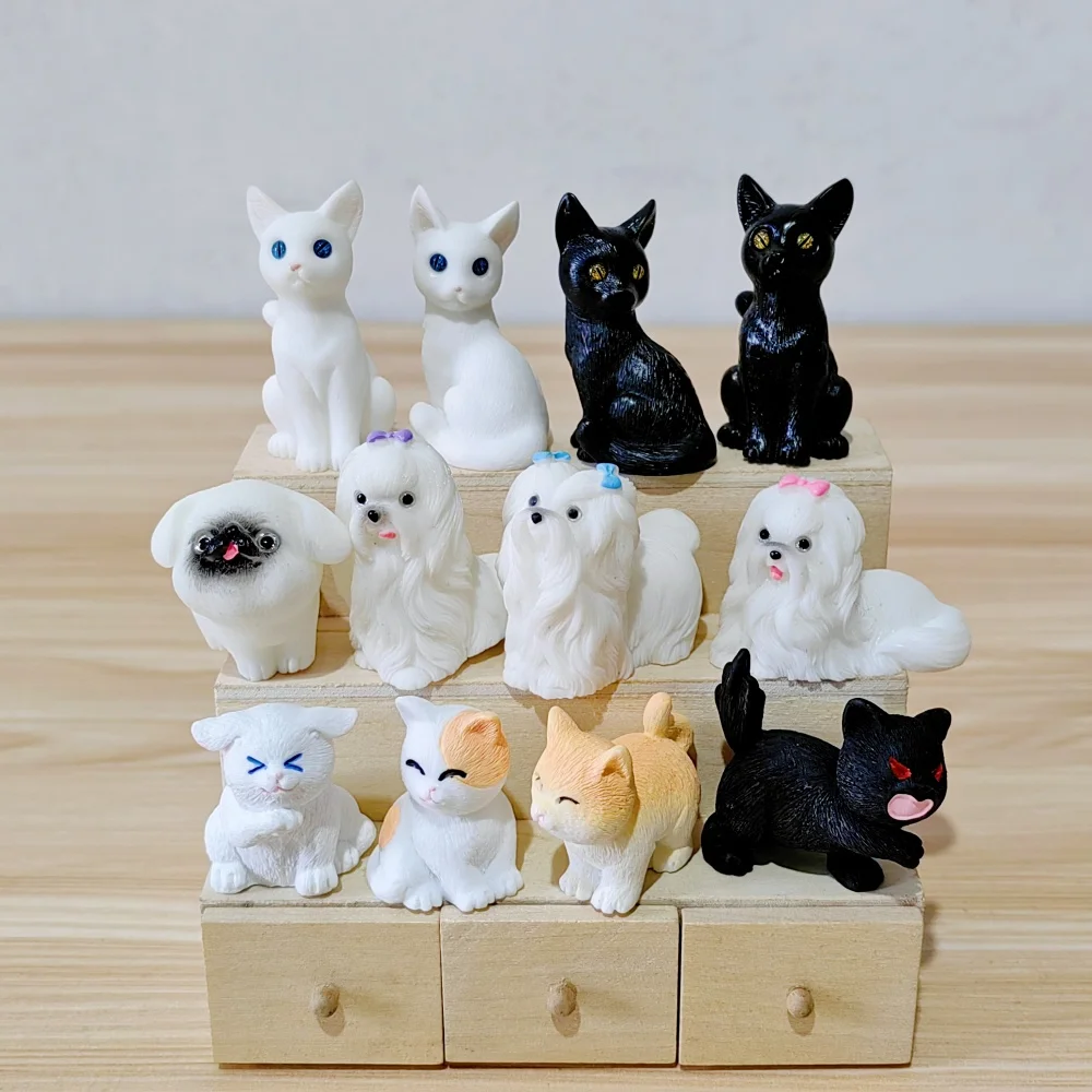 4pc Nette Katze Hund Tier Auto Dekoration Harz Handwerk Miniatur Figur Winzig Für Bonsai Microlandscape Fee Garten Dekor
