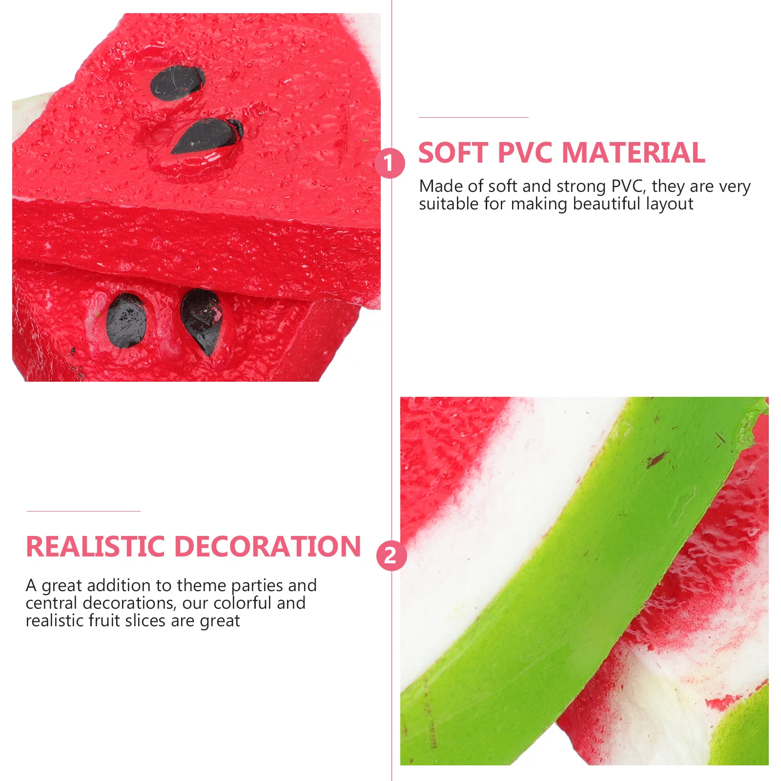 

1Set Simulated Fruit Slice Watermelon Pitaya Decoration Safe Material Long Lasting Home Office Mall Decor Children